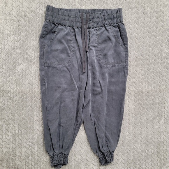 Athleta Jogger Pants Women Size 8 Benicia Capri Gray Drawstring Elastic Waist - Picture 1 of 11